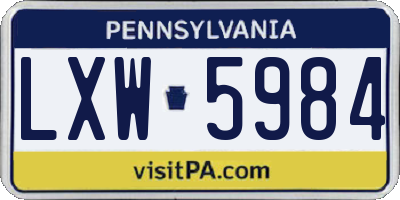 PA license plate LXW5984