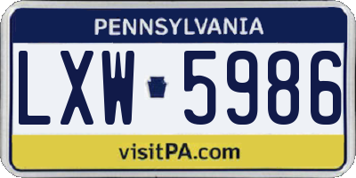 PA license plate LXW5986