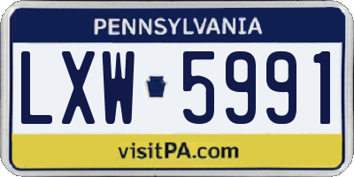 PA license plate LXW5991