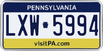 PA license plate LXW5994