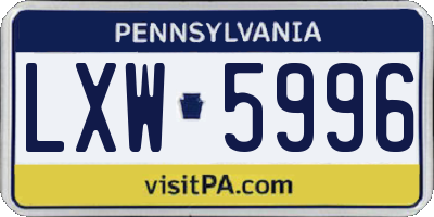 PA license plate LXW5996