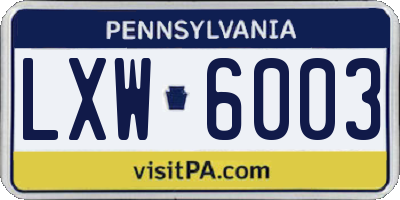 PA license plate LXW6003
