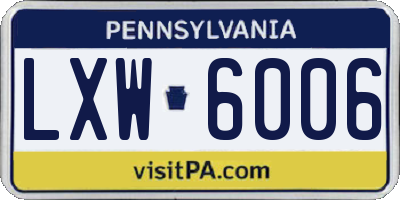 PA license plate LXW6006