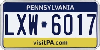 PA license plate LXW6017