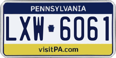 PA license plate LXW6061