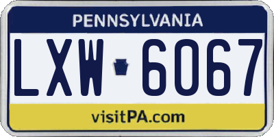 PA license plate LXW6067