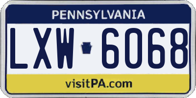 PA license plate LXW6068
