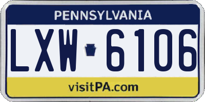 PA license plate LXW6106