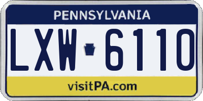 PA license plate LXW6110