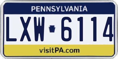 PA license plate LXW6114