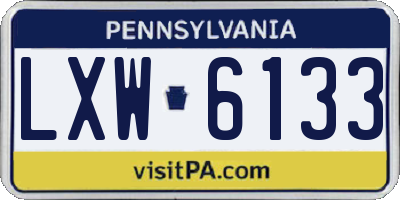 PA license plate LXW6133