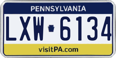 PA license plate LXW6134