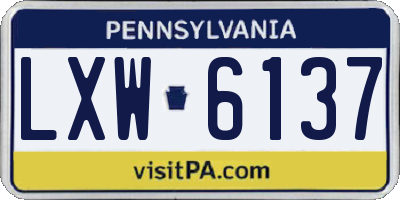 PA license plate LXW6137