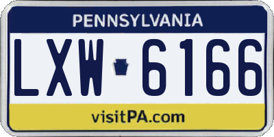 PA license plate LXW6166
