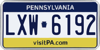 PA license plate LXW6192