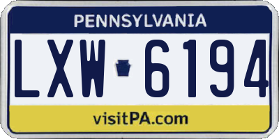PA license plate LXW6194