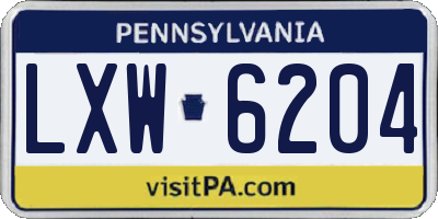 PA license plate LXW6204