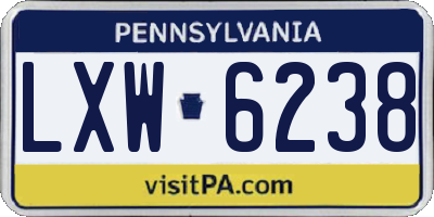 PA license plate LXW6238