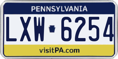 PA license plate LXW6254
