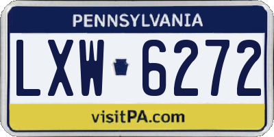 PA license plate LXW6272