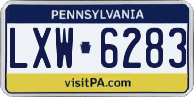 PA license plate LXW6283