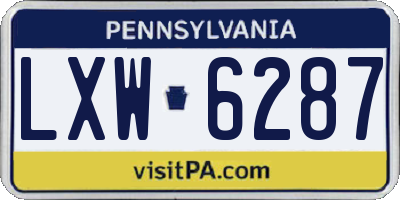 PA license plate LXW6287