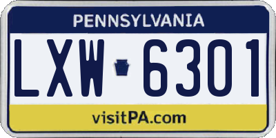 PA license plate LXW6301