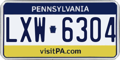 PA license plate LXW6304