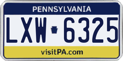 PA license plate LXW6325