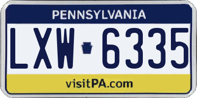 PA license plate LXW6335