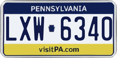 PA license plate LXW6340