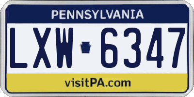PA license plate LXW6347