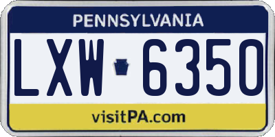 PA license plate LXW6350