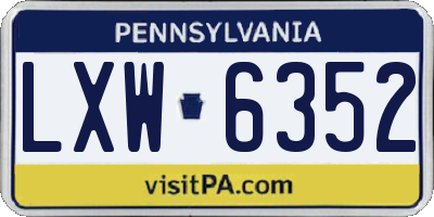 PA license plate LXW6352