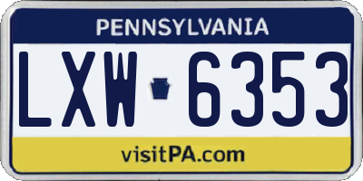 PA license plate LXW6353