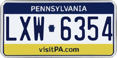 PA license plate LXW6354