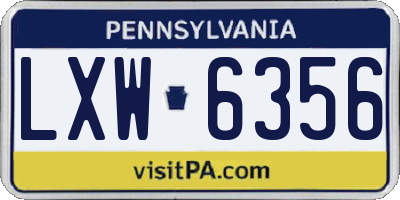 PA license plate LXW6356