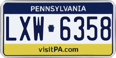 PA license plate LXW6358