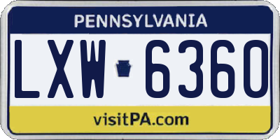 PA license plate LXW6360