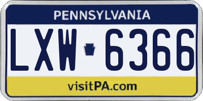 PA license plate LXW6366