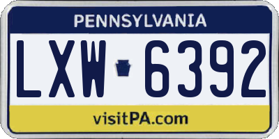 PA license plate LXW6392