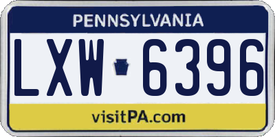 PA license plate LXW6396