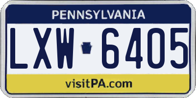 PA license plate LXW6405