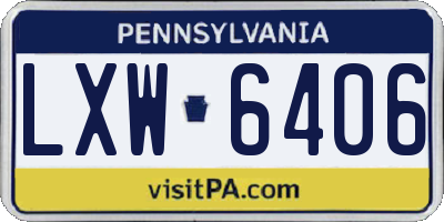 PA license plate LXW6406