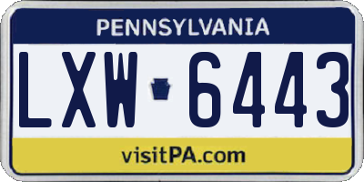 PA license plate LXW6443