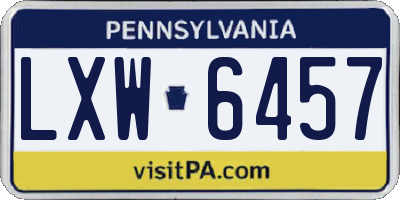PA license plate LXW6457