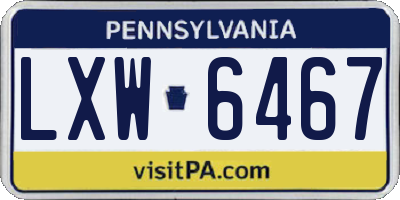 PA license plate LXW6467