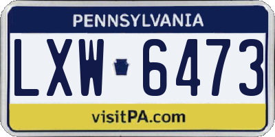 PA license plate LXW6473