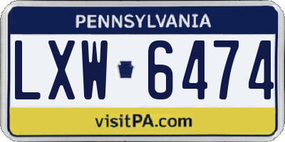PA license plate LXW6474