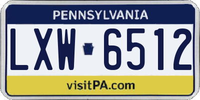 PA license plate LXW6512